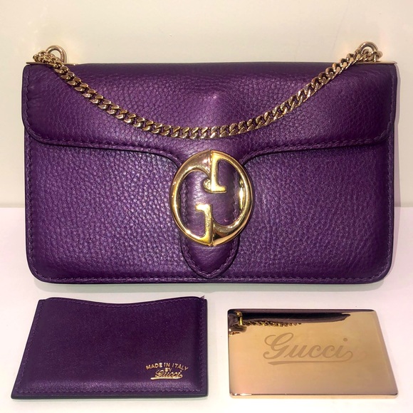 Gucci Handbags - GUCCI Interlocking GG Dollar Crossbody WOC Pebbled Calfskin Leather